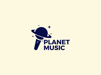 Planet Music brand branding design festival illustration logo logo design logodesign mark mic minimal minimalist music music logo planet planet branding simple sky start type