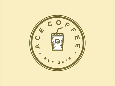 Ace Coffe badge logo coffe design drink illustrations logo