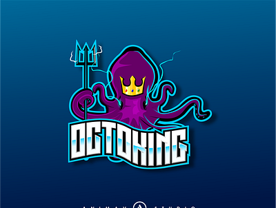 OCTOKING badge logo design esport logo esport mascot gaming illustration sport logo