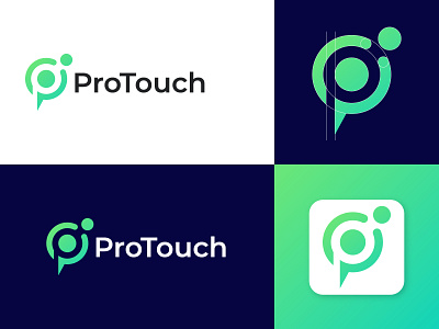 ProTouch Logo Design brand identity branding business logo colorful gradient icon illustration logo logo design logo designer logo mark logotype minimal minimalist modern p letter logo p logo pt logo unique logo