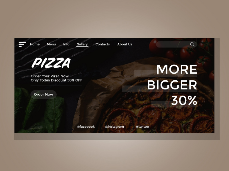 Pizza Landing Page template business poster banner awesome elegant simple modern landing page website web amazing delicious company pizza