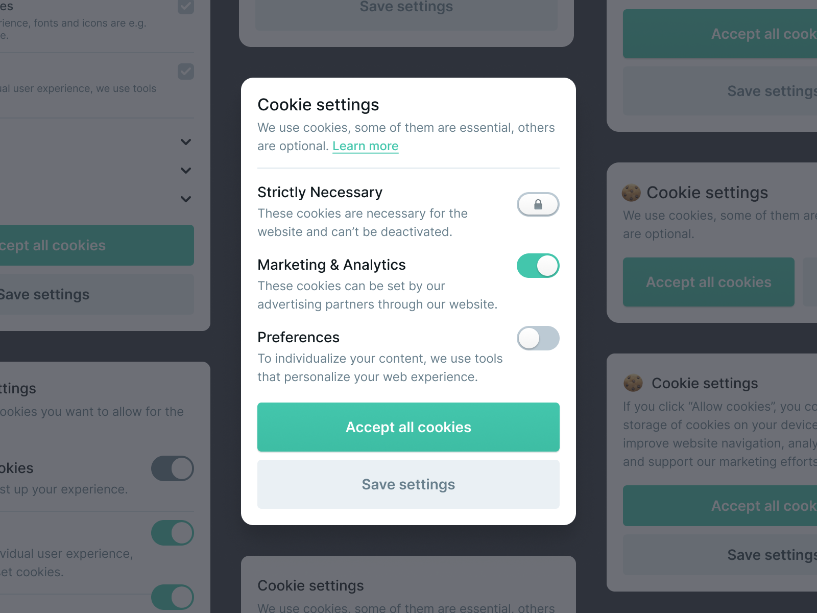 Cookie Settings UI Elements by Jan Hoffmann for Ausbildung.de on Dribbble