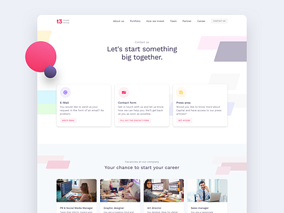 Colorful contact page exploration career colorful finance fintech homepage investment job listing ui ux web design webdesign website