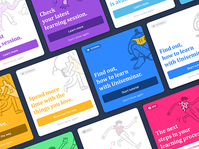 Card designs for notifications and hints app button card cards cards design dashboard design hint illustration notification product product design tutorial ui user interface ux
