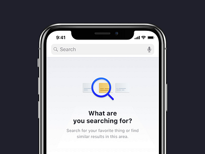 Empty state animation for search bar animation app cards empty state illustration ios product design results search search bar search results ui user experience user interface ux zoom
