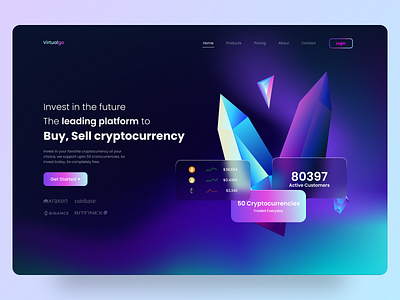 Cryptocurrency Landing Page bitcoin coin crypto crypto currency crypto exchange crypto wallet dark finance gradient landing page money token trade ui ux wallet website