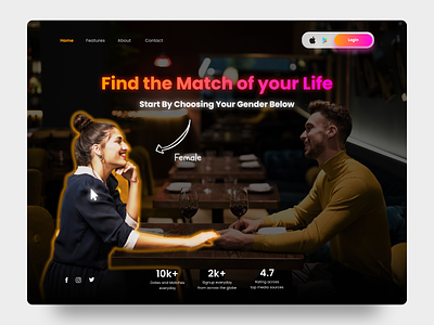 Matchu - Dating App Landing Page dating dating app dating website design interface landing page match modern relationship tinder ui ux webdesign website