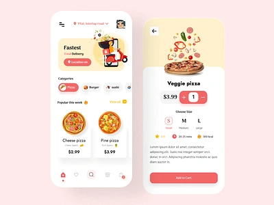 Food Delivery Mobile App app burger delivery delivery app food food and drink food app food deliver food delivery app mobile noodles pizza restaurant app ui