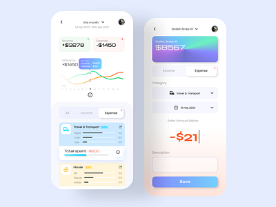 Wallet App Design android app design bank bank app banking credit card design finance ios money online banking spend spending track transaction transfer wallet wallet app