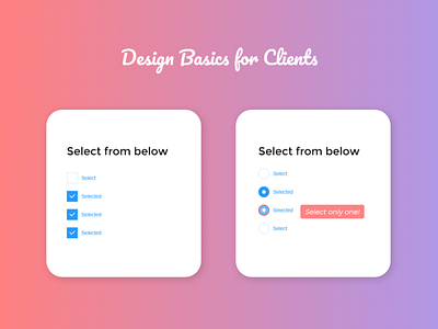 Checkbox and radio buttons basics card check checkbox clean design interaction interface radio button ui uiux