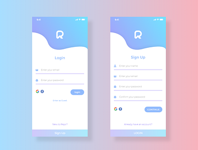 Sign in Sign up UI account clean login pastel color redesign register shape signup simple ui