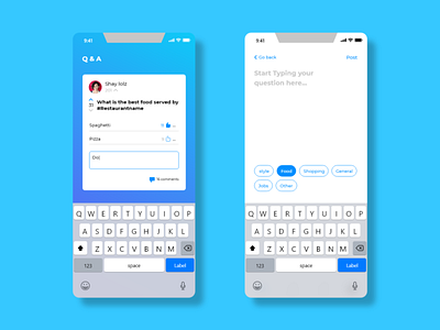 Question Answer App Design answer community interaction design ios keyboard minimal question questioneverything quiz quiz app quizz ui user experience