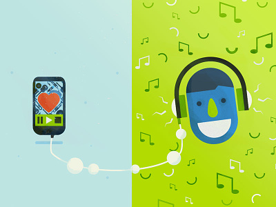 Listen fun icons illustration modern music shapes simple textures