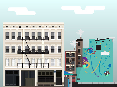 12th And Vine buildings cincinnati downtown illustration mural ohio otr over the rhine senate