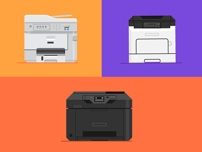 Printers colors design illustration printers simple
