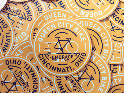 Queen City Bike bike cincinnati ohio sticker stickers yellow