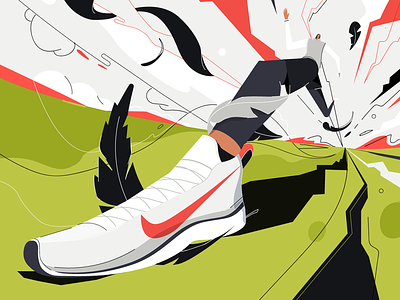 Feather athletic cincinnati feather illustration illustrator nike nike running perspective running shoes