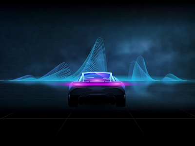 Coming Soon animation black blue cars drive futuristic horizon illustration moon pink retro soundwave vaporwave vector video