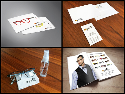 eyeQ Optometry Print Design accessories ad business cards cards envelopes eyecare eyewear labels notecards postcards print print design