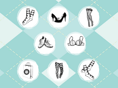 Sock Shop & Shoe Company Icon Pack graphic design hoisery iconography icons iconset illustration lingerie shoes small business socks web design