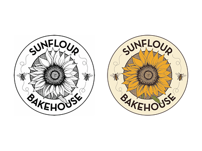 Fro Back Friday? Sunflour Bakehouse bakery bees custom illustration illustration logo logo design sunflower