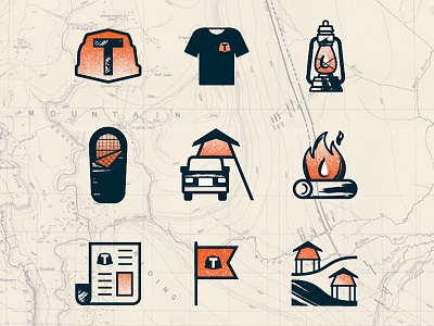 Tepui Website Icons campfire camping icons illustration outdoors tents tepui