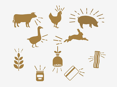 el Salchichero Icons bacon butcher graphic design iconography icons illustration illustrator meat minimal restaurants