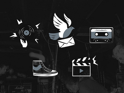 Record Label Icons bird cassette tape icons illustration record label shopify web design