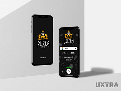 KING VPN APPLICATION UI app application design iphone x mobile mockup product design ui uiux ux