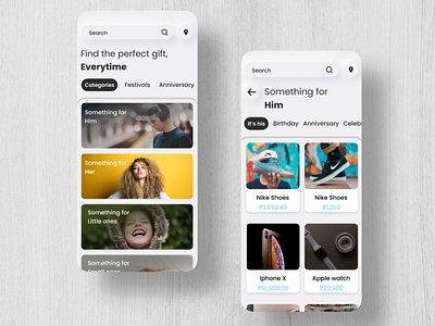 Gift Suggestion Application UI app application design dribbblers dribble gift iphone x mobile mockup neomorphism product design soft ui ui uidesign uiux ux uxdesign