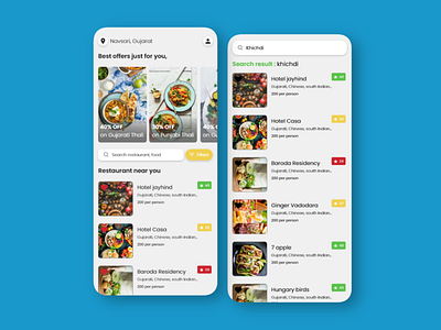 Food ordering application UI app application blue cards ui clean ui concept dailyui design food app interaction interface iphone x minimal mobile mockup product design restaurant uidesign uiux uxresearch