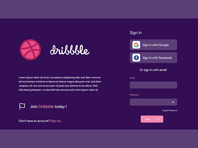 Dribbble sign in page