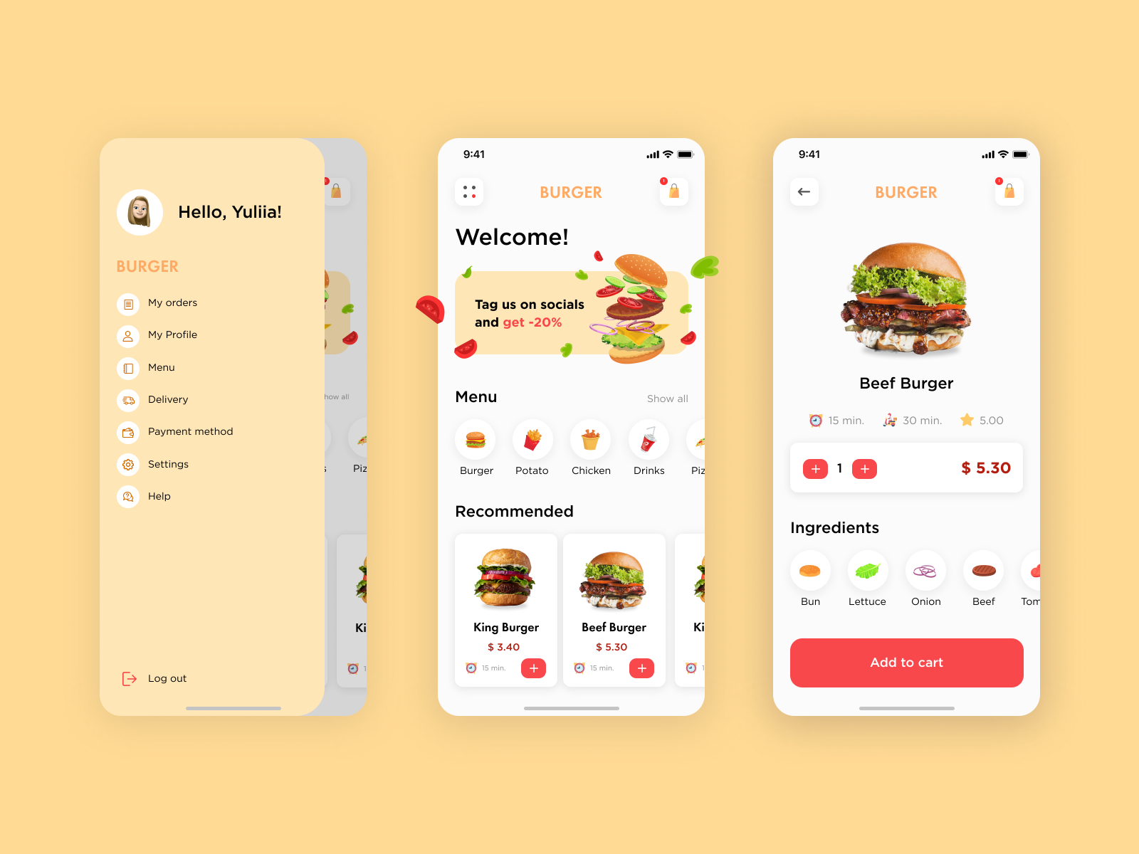 Fast Food App by Yuliia Pavliuk on Dribbble