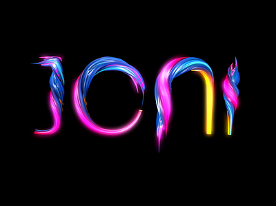 Typography ( JONI ) 3d art abstract art glow light typogaphy