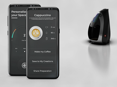 Screens for PICO Smart Coffee Maker air purifier branding coffee concept design illustration minimal neumorphism neumorphism ui photoshop product skeuomorphism smart ui ux