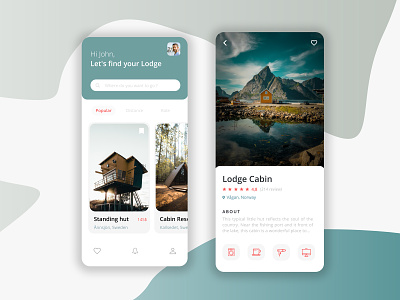 🏠 Lodge - Cabin & Bed airbnb app app design application blue booking design minimal mobile travel ui ui design