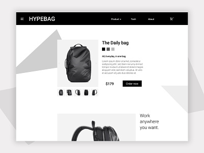 ◼ Hypebag - Minimal bag shop app backpack bags black branding dark design minimal minimalism travel ui ui design ux web design website design