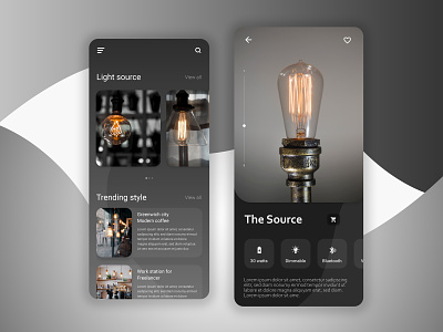 💡 Source - Ambience light shop app app design application black dark dark mode design illustration light lightning minimal minimalist mobile shop store ui uidesign ux