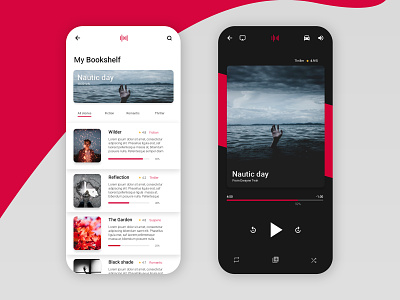 🎧 Aures - Audio book concept app app design application audible audio audiobook dark dark mode design minimal mobile player ui ui design