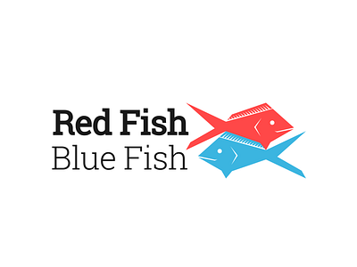 Red Fish Blue Fish | Logo Design Concept branding fish logo graphicdesign icon illustrator lettermark logo logodesign logodesigner logomark symbol vector