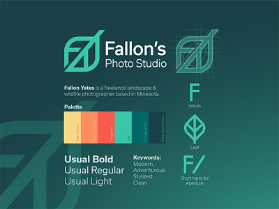 Fallon's Photo Studio | Logo & Brand Identity branding graphicdesign illustrator leaf logo lettermark logo logodesign logodesigner logomark logotype monogram