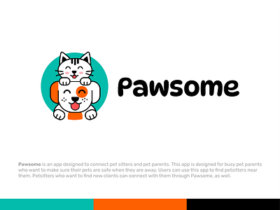 Pawsome Logo Design branding cat logo design dog logo graphic design illustration illustrator logo logo design mobile app pet logo pets ui ui design ux design