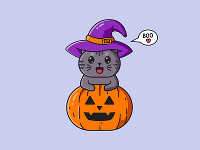 Cute Halloween Cat Illustration