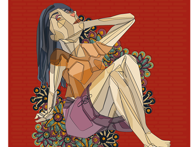 Thinking women. character design floral flowers girl character illustration illustrator portrait red shorts thinking vector women