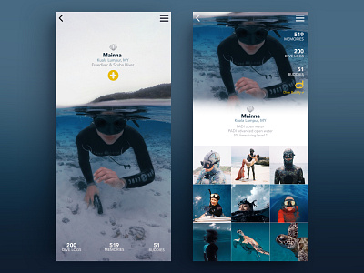 Daily UI challenge | 006 | User Profile bluedesign dailyui design diving photography social media ui user profile