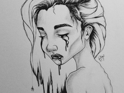 Living Dead Girl bones drawing gray hair halloween illustration portrait
