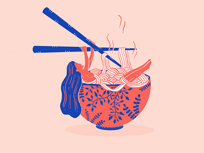 Noodle Bowl bowl illustration illustration art noodles procreate women