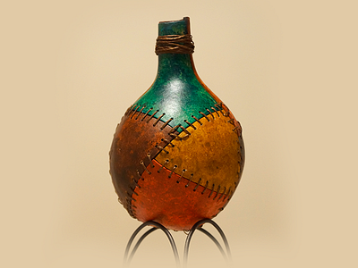 MightyGourd - Stitches gourd sculpture stitches vase wood
