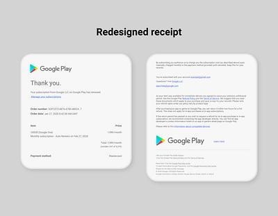 Google email receipt redesign dailyui design desktop email email receipt google minimal mobile redesign ui ux web