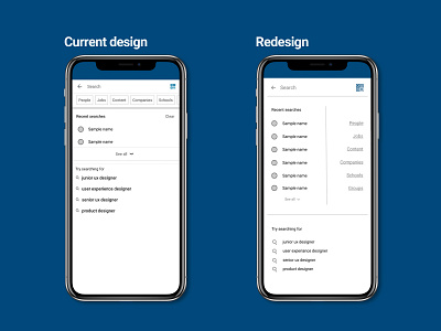 Linkedin search screen redesign